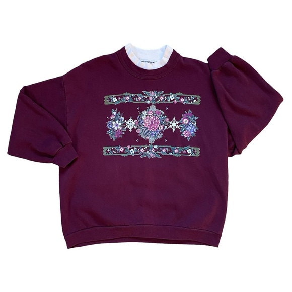 Vintage 90s Whim Z Petites Floral Grandma Sweatshirt - Picture 2 of 8